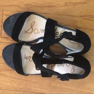 Sam Edelman Black Sonia sandals chunky block heel strappy open toe size 8.